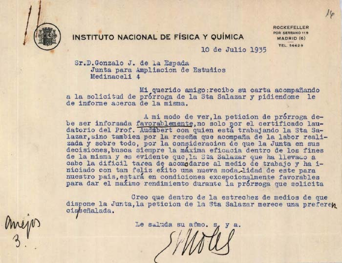 Documentación relativa al Instituto Nacional de Física y Química. Archivo JAE, JAE/131-72.