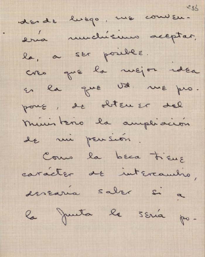 Solicitud de Marina Romero de ampliar los estudios con beca en el Mills College. Archivo JAE, JAE/127-470.