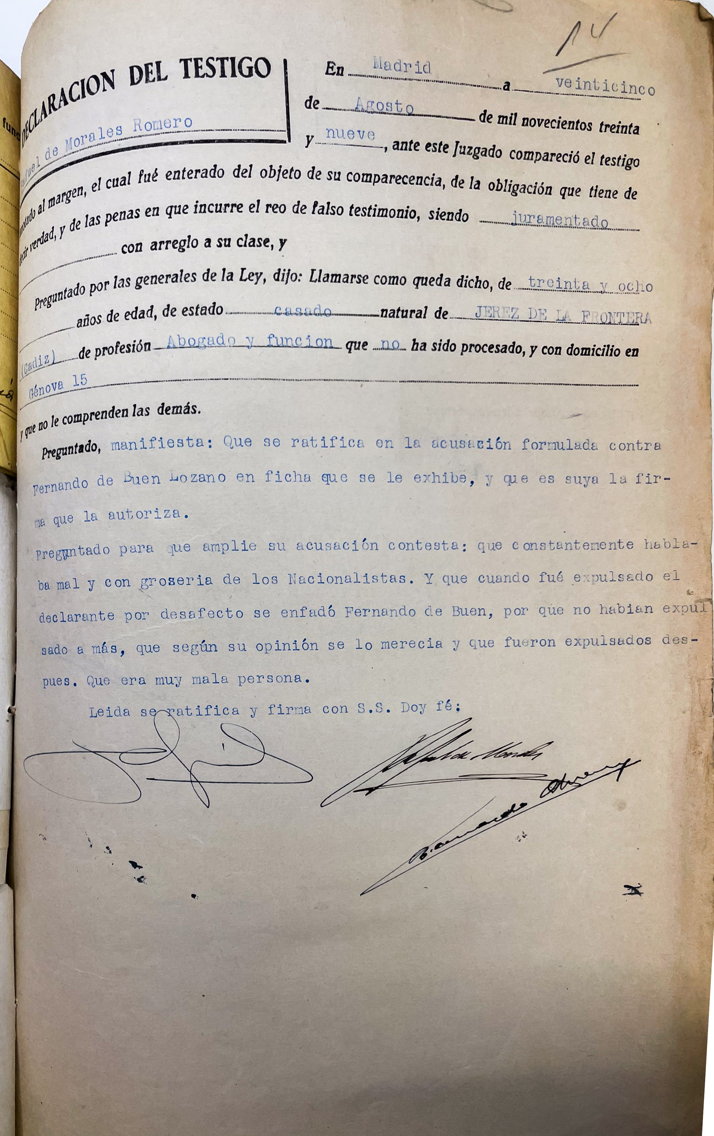 Archivo General e Histórico de Defensa. Tribunal Militar Territorial 1. Serie: Sumarísimos. Sumario 40062, caja 300, orden 12.