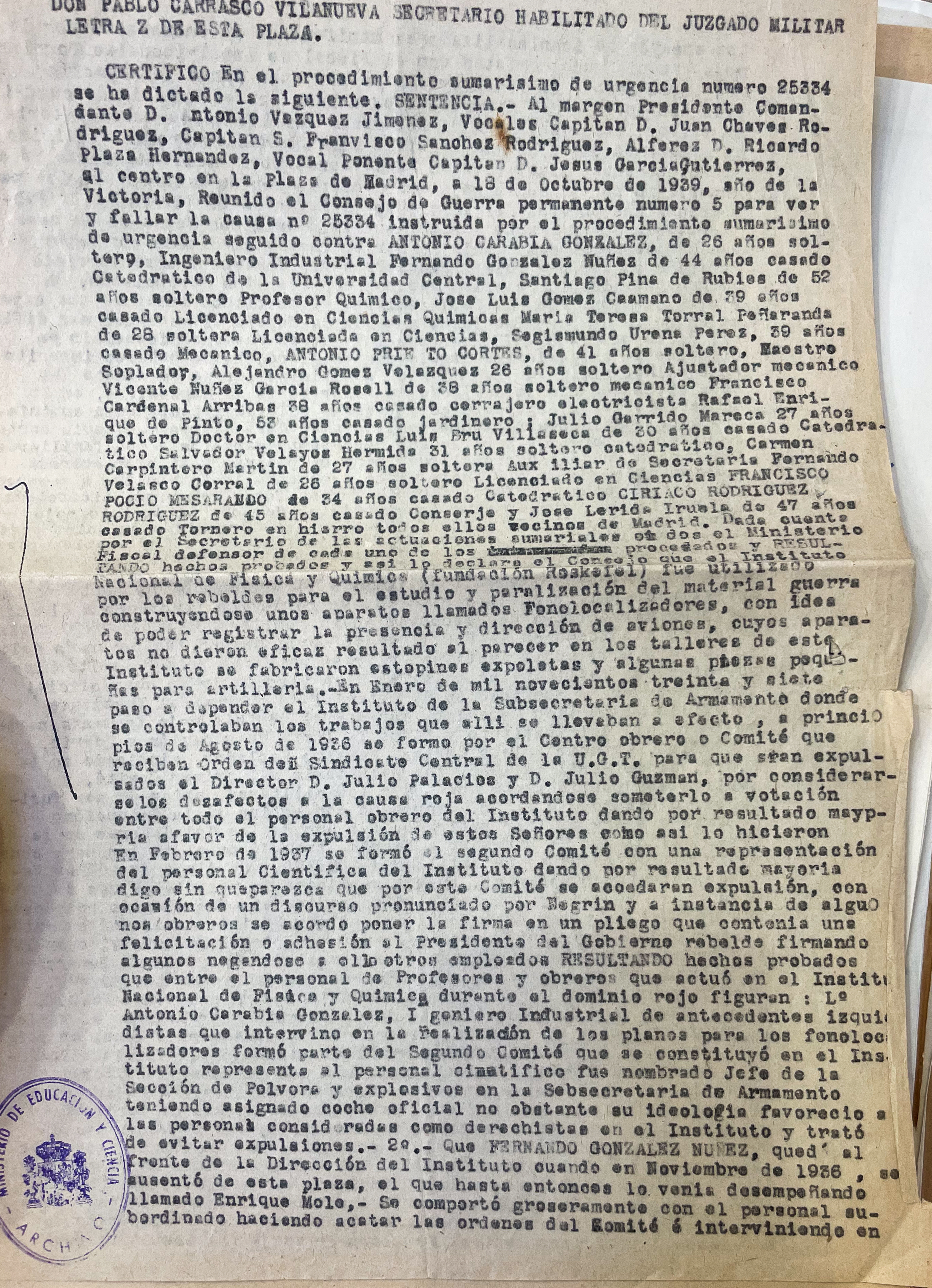AGA, expedientes personales de catedráticos, 21/20521; expediente de Luis Bru, 31.018/144