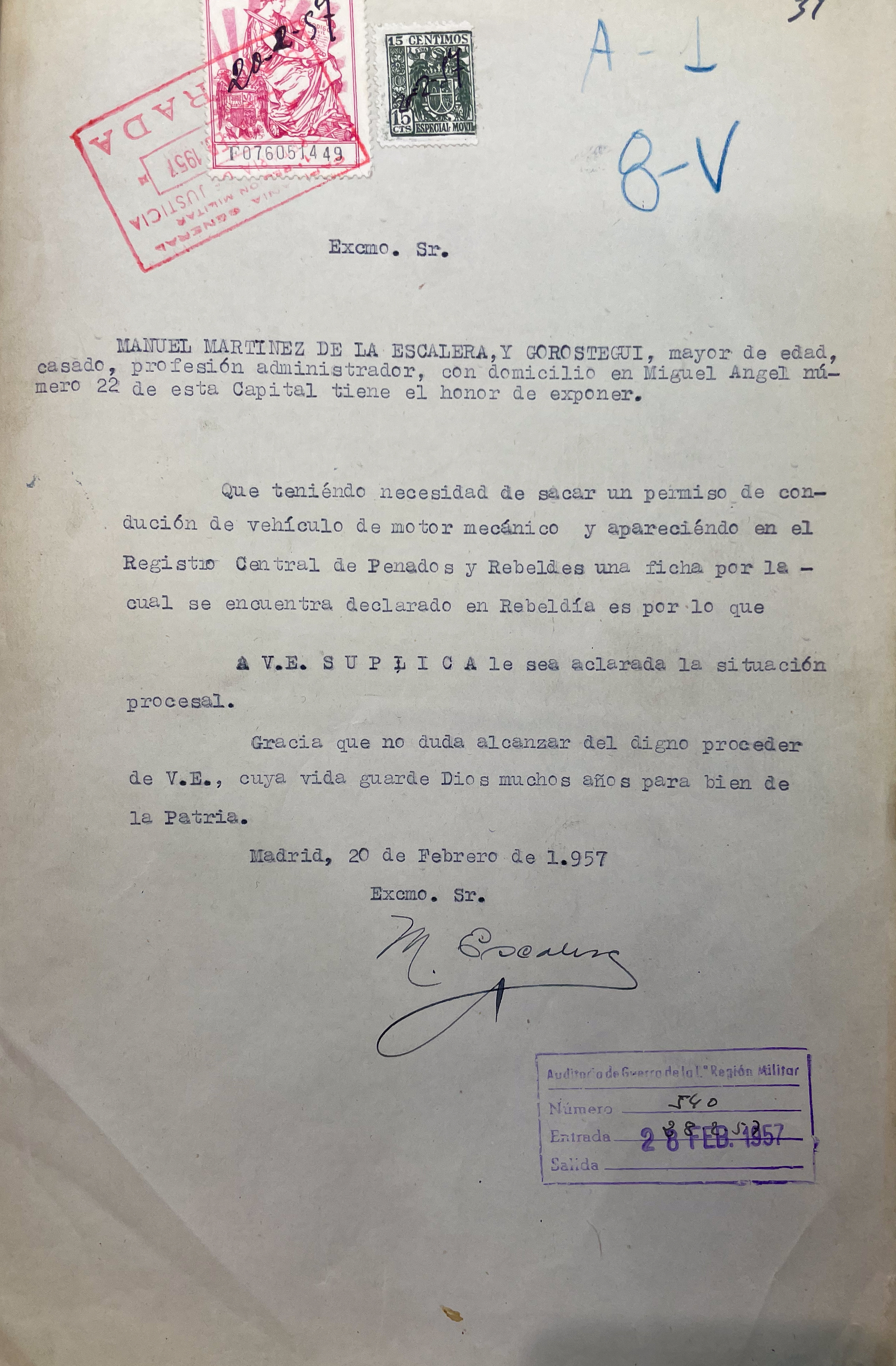 Archivo General Histórico de Defensa: Tribunal Militar Territorial 1, Sumario 113546, Legajo 6227.